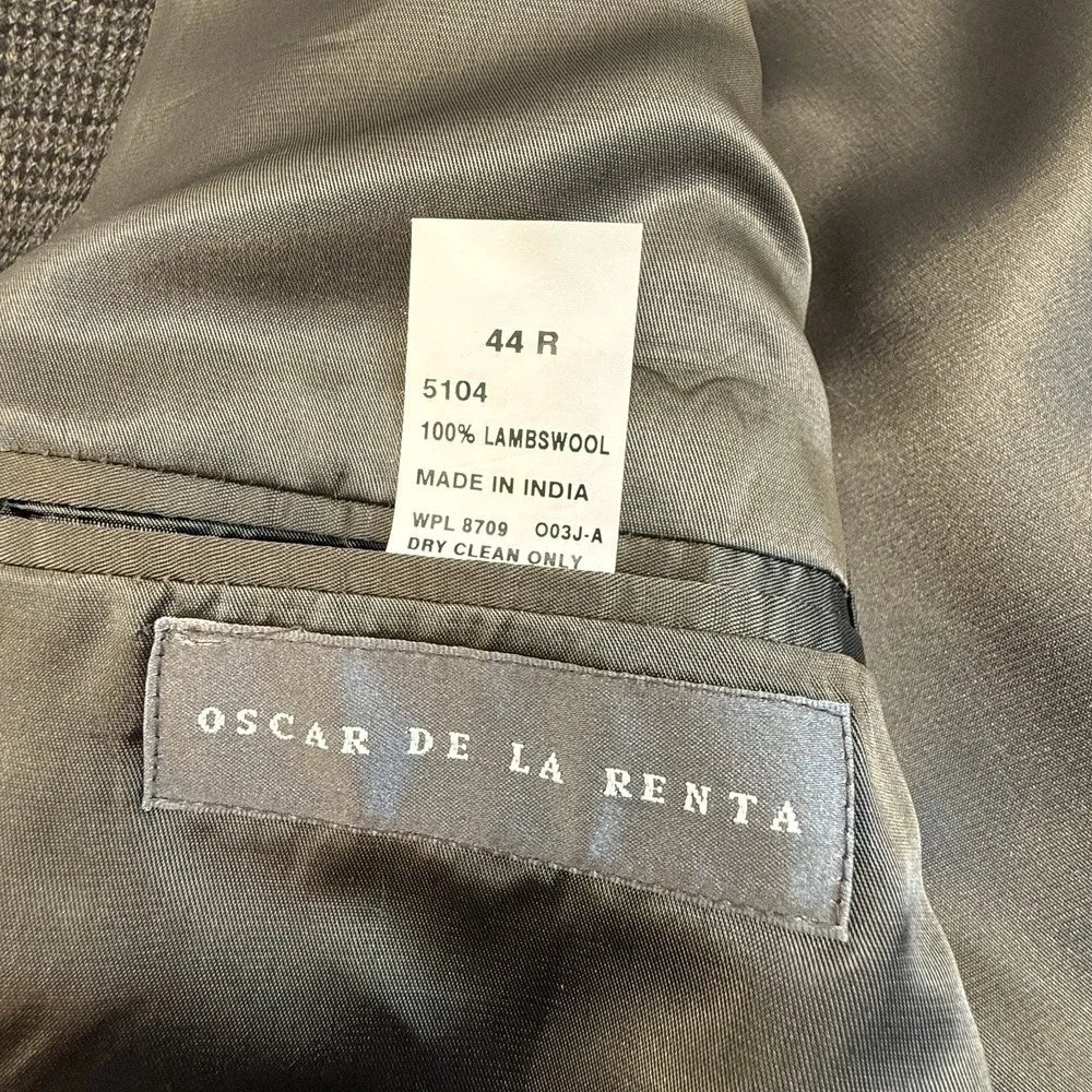 Oscar de la Renta Blazer Mens 44R 100% Lambswool Sport Coat Houndstooth Jacket‎